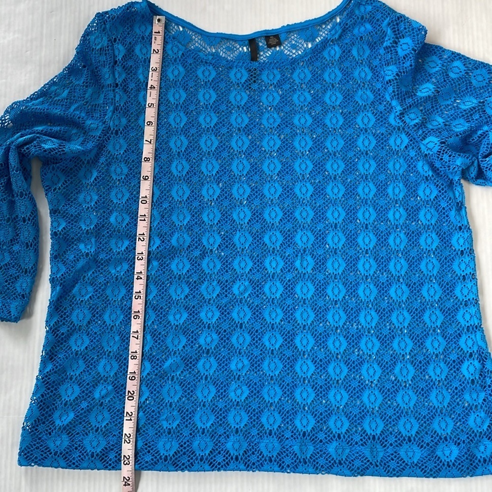 Skye's the Limit Vibrant Blue Lace Blouse Cover Up XL - Picture 13 of 14